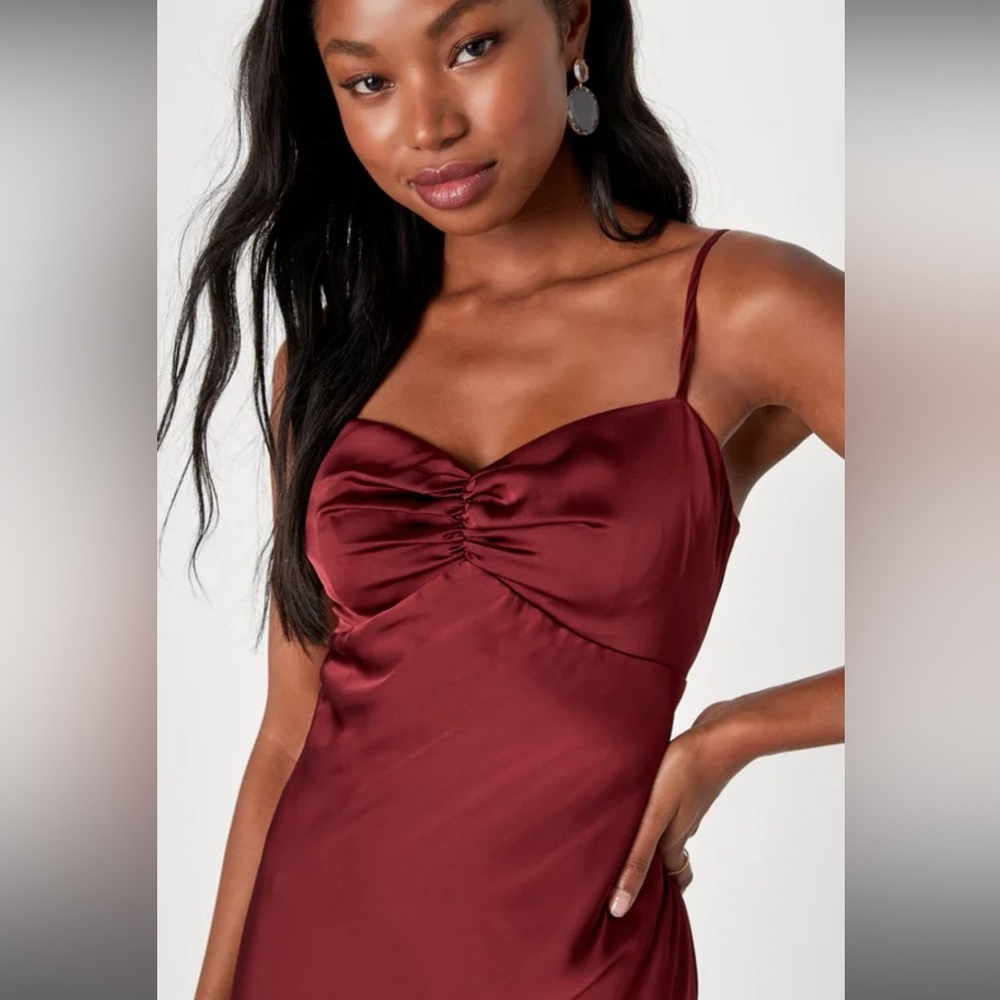 Burgundy satin dress